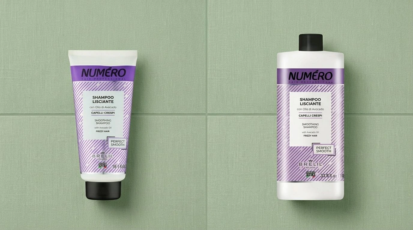 Produs pentru netezirea părului Brelil Numero Smoothing cu ulei de avocado, ideal pentru hrănire intensă, disciplinarea firelor rebele și combaterea electrizării.